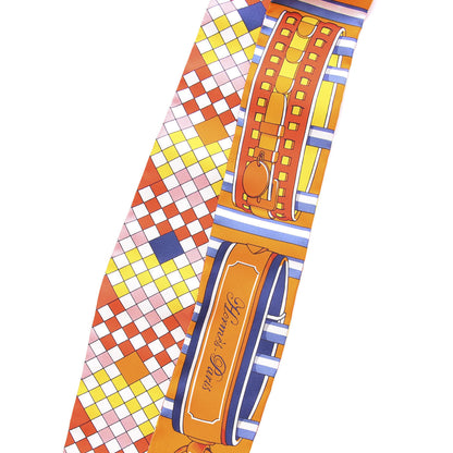 Hermes Silk Colliers De Chiens Remix Twilly Orange Gris Bleuete 3 of 4