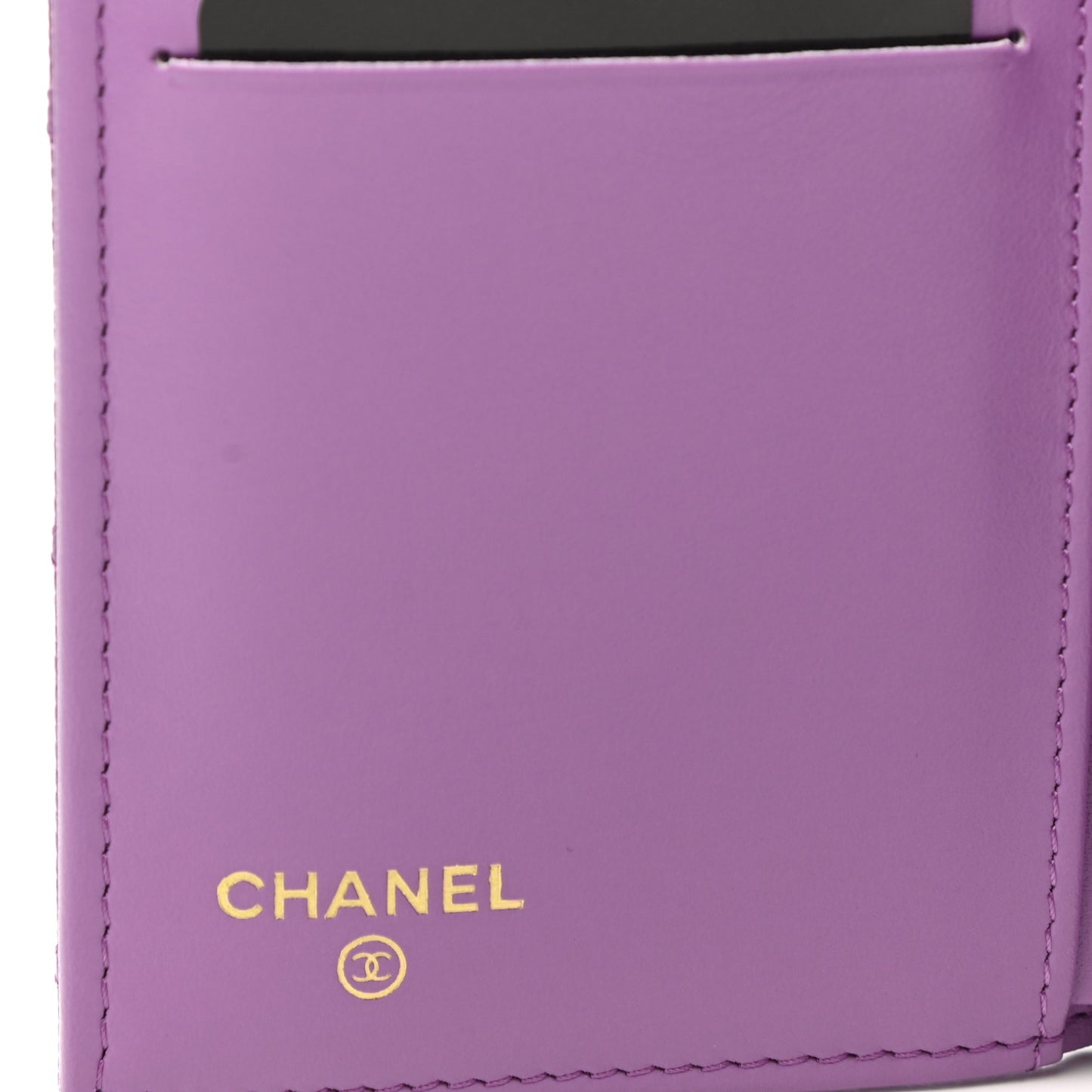 Caviar Quilted Medium Flap Wallet Purple