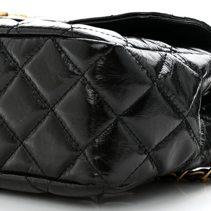 Chanel Shiny Crumpled Calfskin Quilted Wavy CC Hobo Black 10 of 10