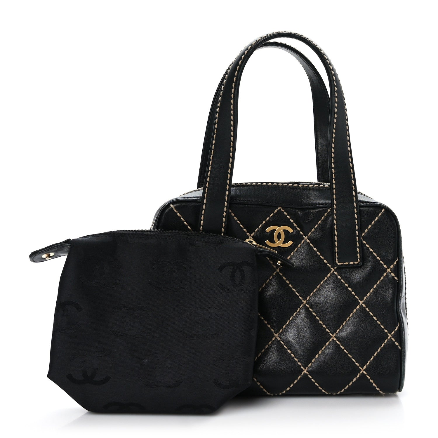 Chanel Calfskin Contrast Stitch Surpique Bowler Black 3 of 9