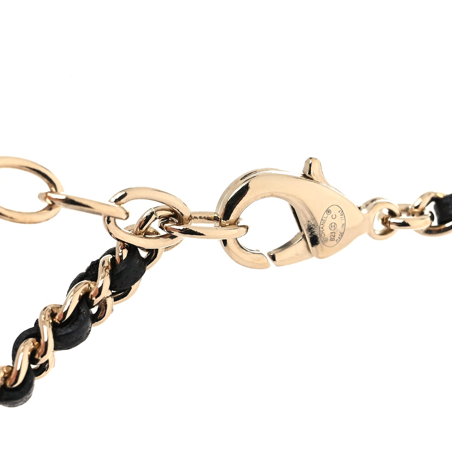 Metal Resin Calfskin Quilted CC Turnlock Chain Bag Necklace Gold White