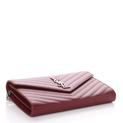 Saint Laurent Grain De Poudre Matelasse Chevron Monogram Chain Wallet Palissandre 4 of 6