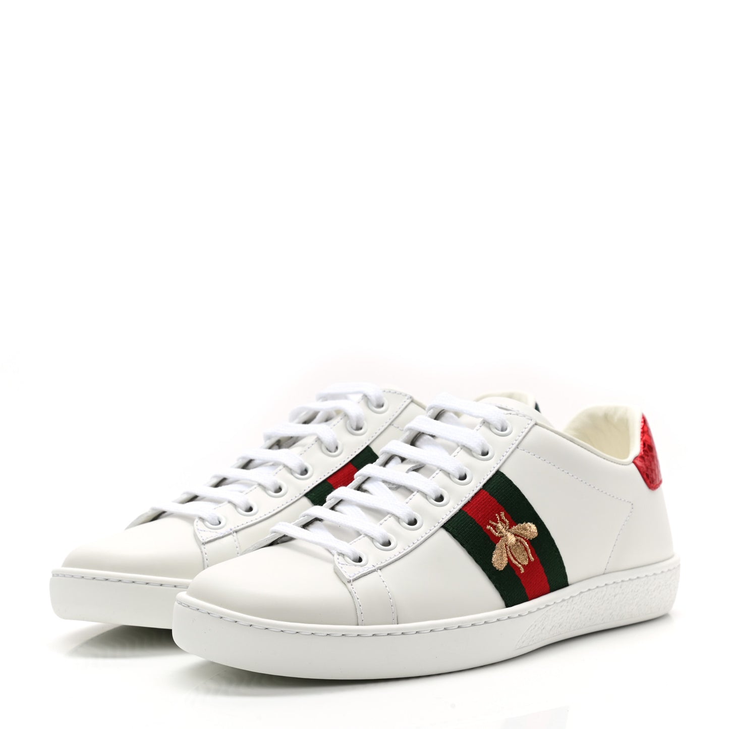 Calfskin Ayers Bee Embroidered Womens Ace Sneakers 36.5 White Green