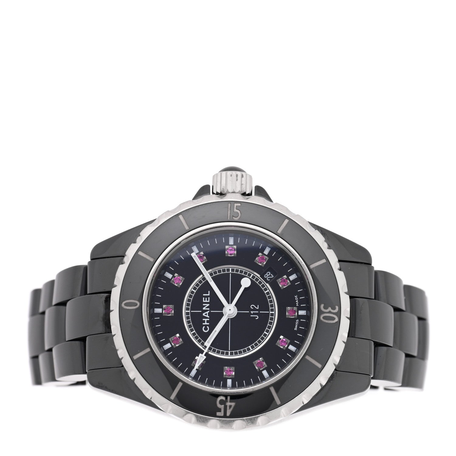 Chanel Stainless Steel Ceramic Ruby 33mm J12 Quartz Watch Black 2 of 4