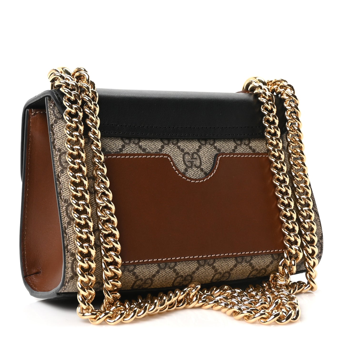 GG Supreme Monogram Calfskin Small Padlock Shoulder Bag Beige Black Cuir