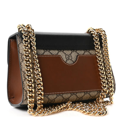 Gucci GG Supreme Monogram Calfskin Small Padlock Shoulder Bag Beige Black Cuir 3 of 11