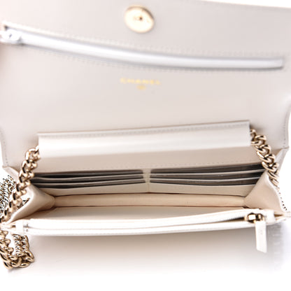 Chanel Caviar Chevron Boy Wallet On Chain WOC White 4 of 10
