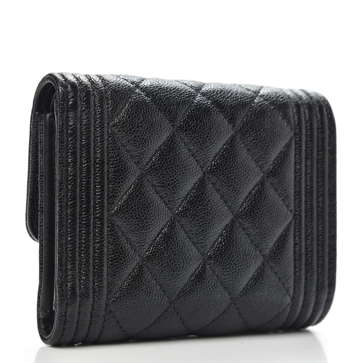 Caviar Quilted Compact Boy Wallet Black