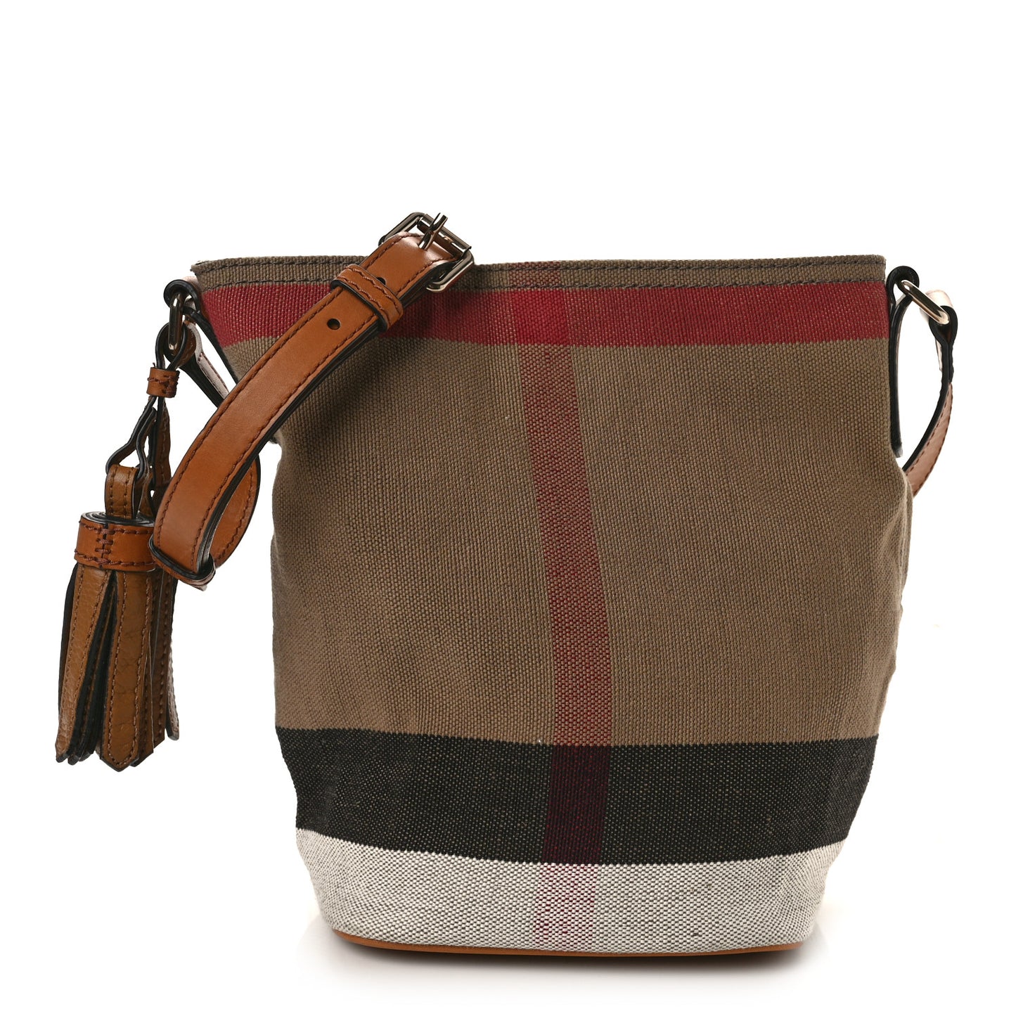 Canvas Mega Check Medium Ashby Bucket Bag Brown