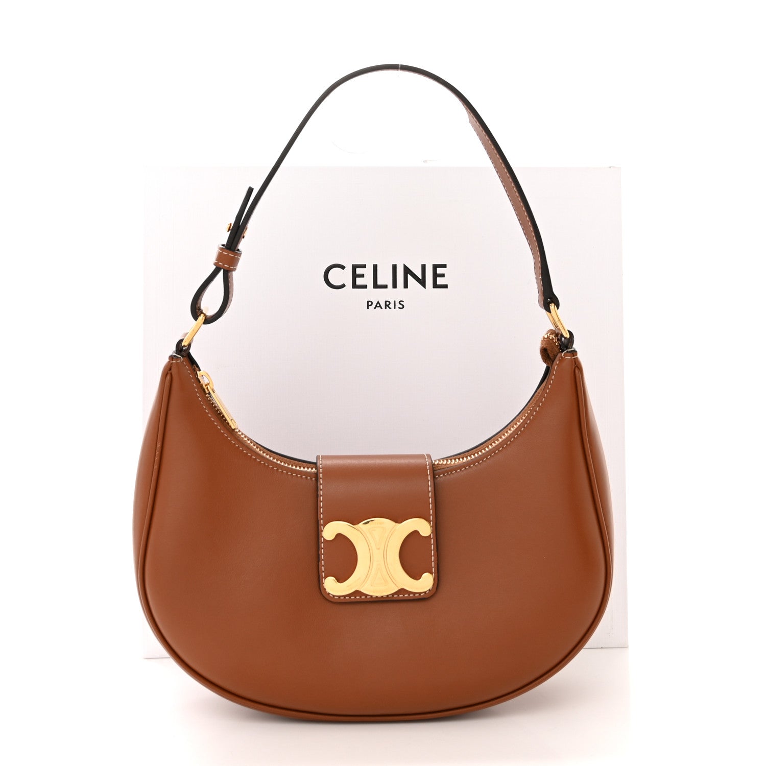 Celine Smooth Calfskin Medium Strap Ava Triomphe Shoulder Bag Tan 11 of 11
