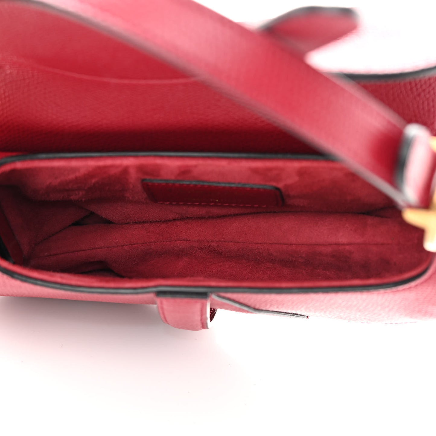 Grained Calfskin Mini Saddle Bag Red