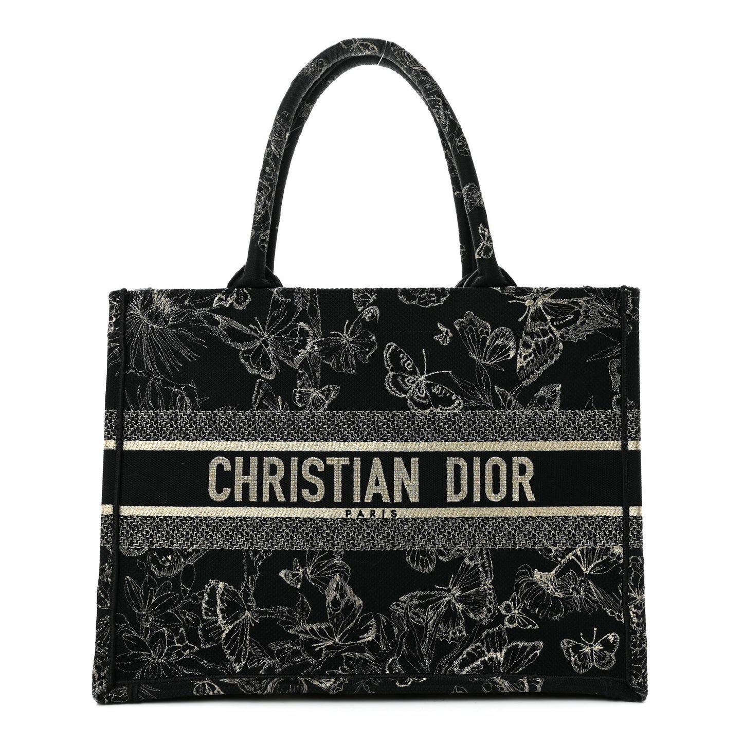 Canvas Embroidered Medium New York Butterfly Book Tote Black