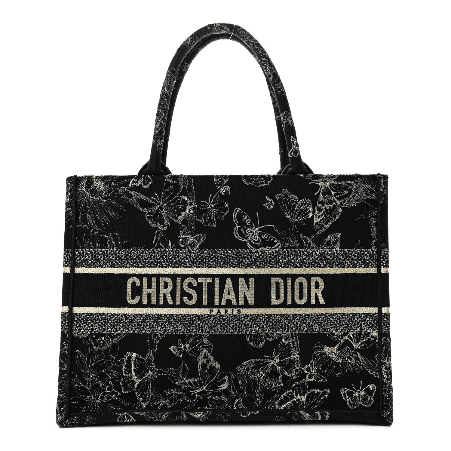 Christian Dior Canvas Embroidered Medium New York Butterfly Book Tote Black 1 of 12