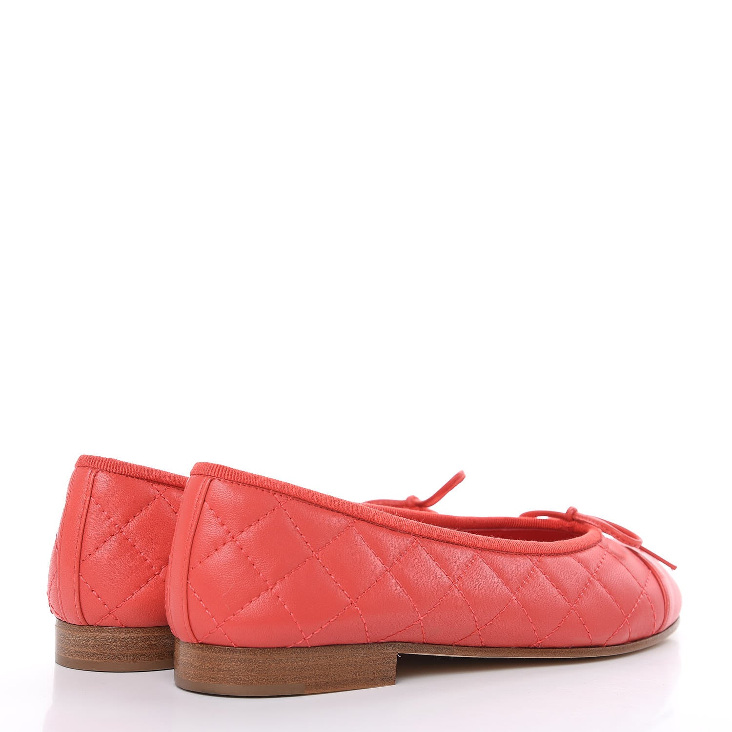 Chanel Lambskin Quilted CC Cap Toe Ballerina Flats 37 Light Red 4 of 9