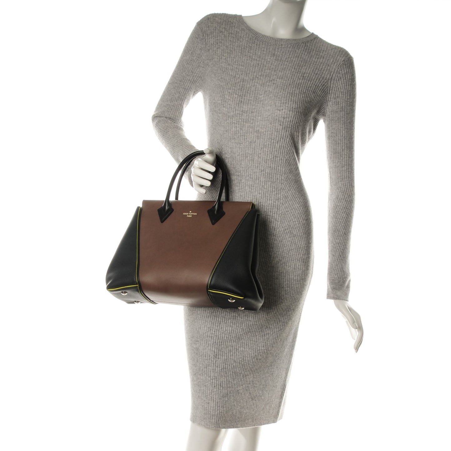 Veau Cachemire Cuir Orfevre Tote W PM Gris Neon