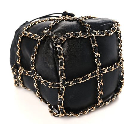 Chanel Lambskin Bucket Chain Drawstring Bag Black 8 of 10