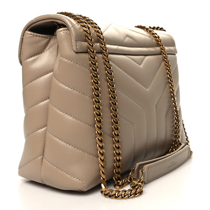 Saint Laurent Calfskin Y Quilted Monogram Small Loulou Chain Satchel Dark Beige 3 of 11