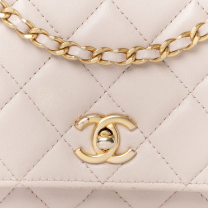 Chanel Lambskin Quilted CC Pearl Crush Wallet on Chain WOC Light Purple 9 of 11