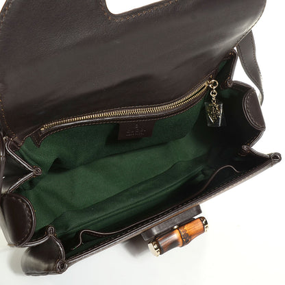 Gucci Saddle Soft Calfskin Sfumato Small New Bamboo Top Handle Bag Winter Leaf 24 of 29