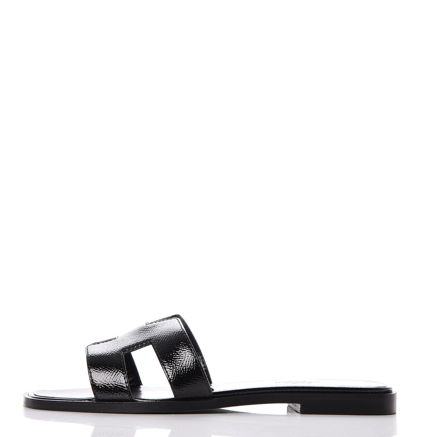 Hermes Patent Epsom Oran Sandals 36 Black 1 of 8