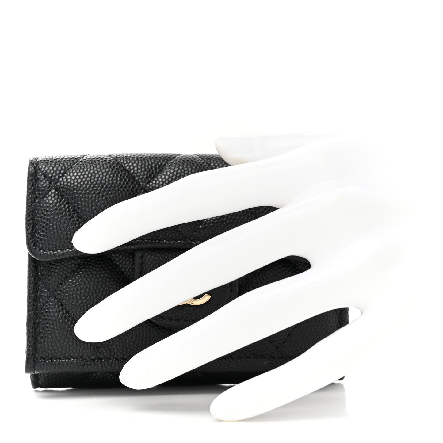 Caviar Quilted Double Flap Wallet Black