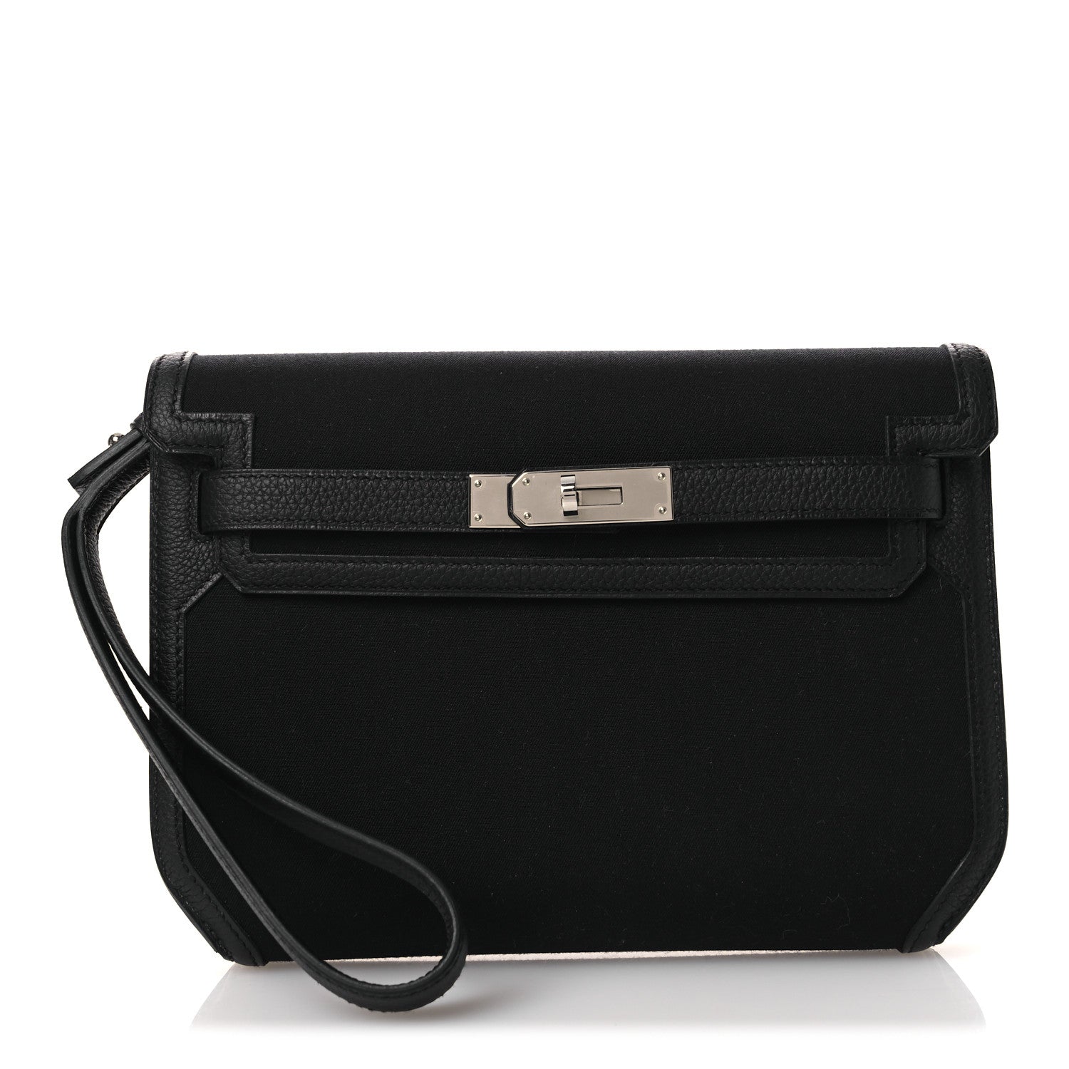 Hermes Woolycot Togo Kelly Depeches 25 Pouch Black 1 of 12