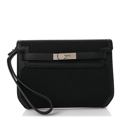 Hermes Woolycot Togo Kelly Depeches 25 Pouch Black 1 of 12