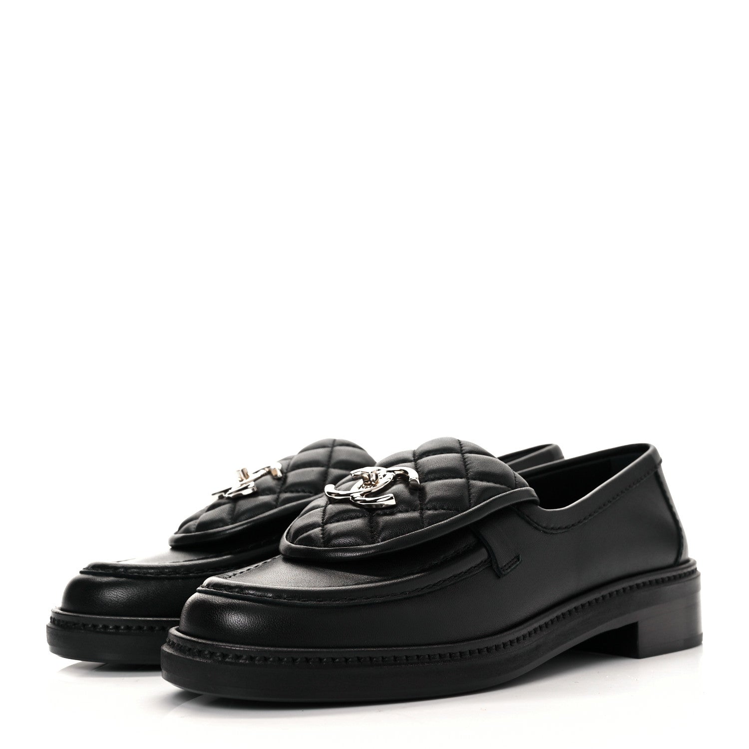 Chanel Lambskin Quilted CC Turnlock Loafers 36 Black 6 of 18