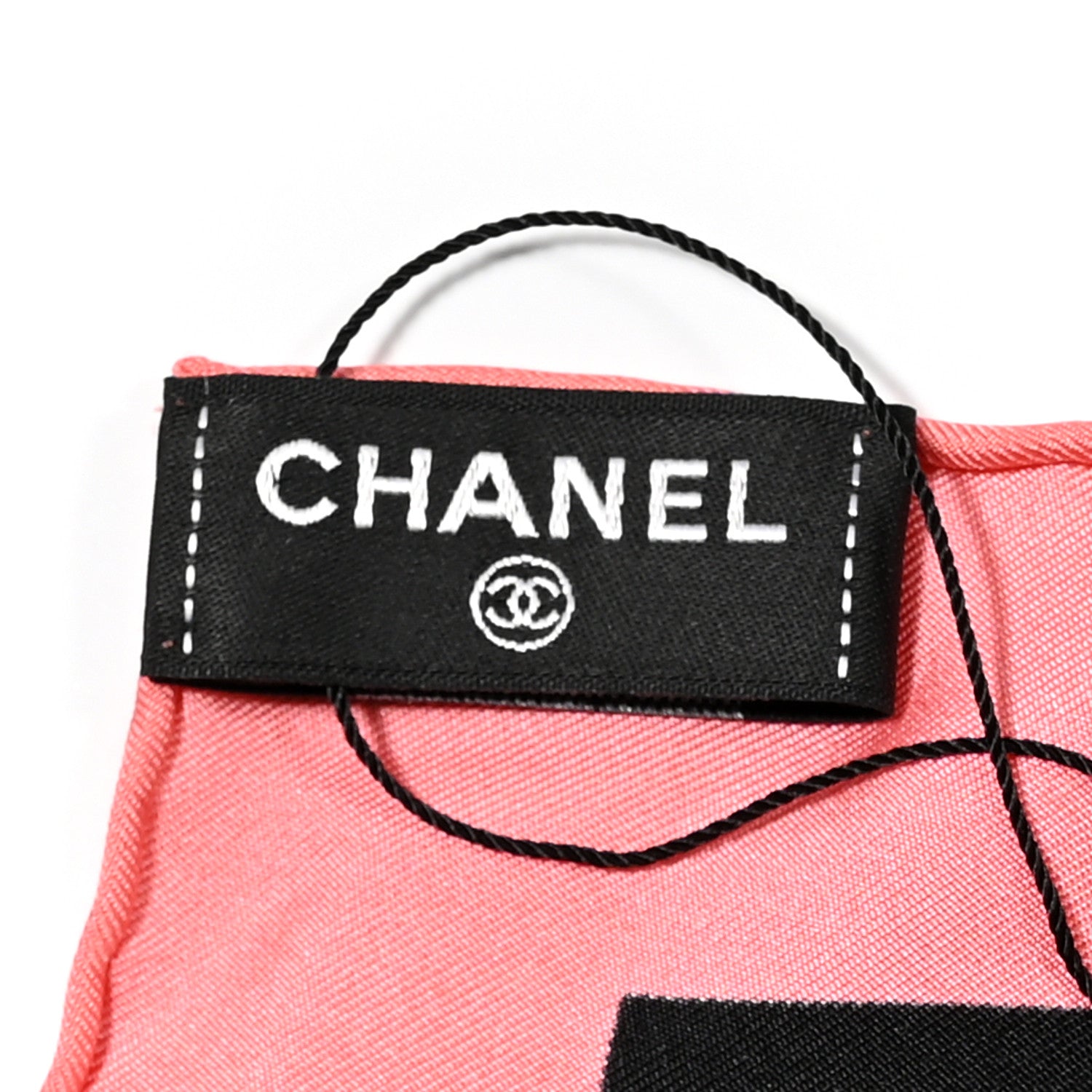 Chanel Silk CC Logo Square Scarf Ecru Black Pink 3 of 5