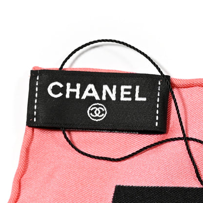 Chanel Silk CC Logo Square Scarf Ecru Black Pink 3 of 5