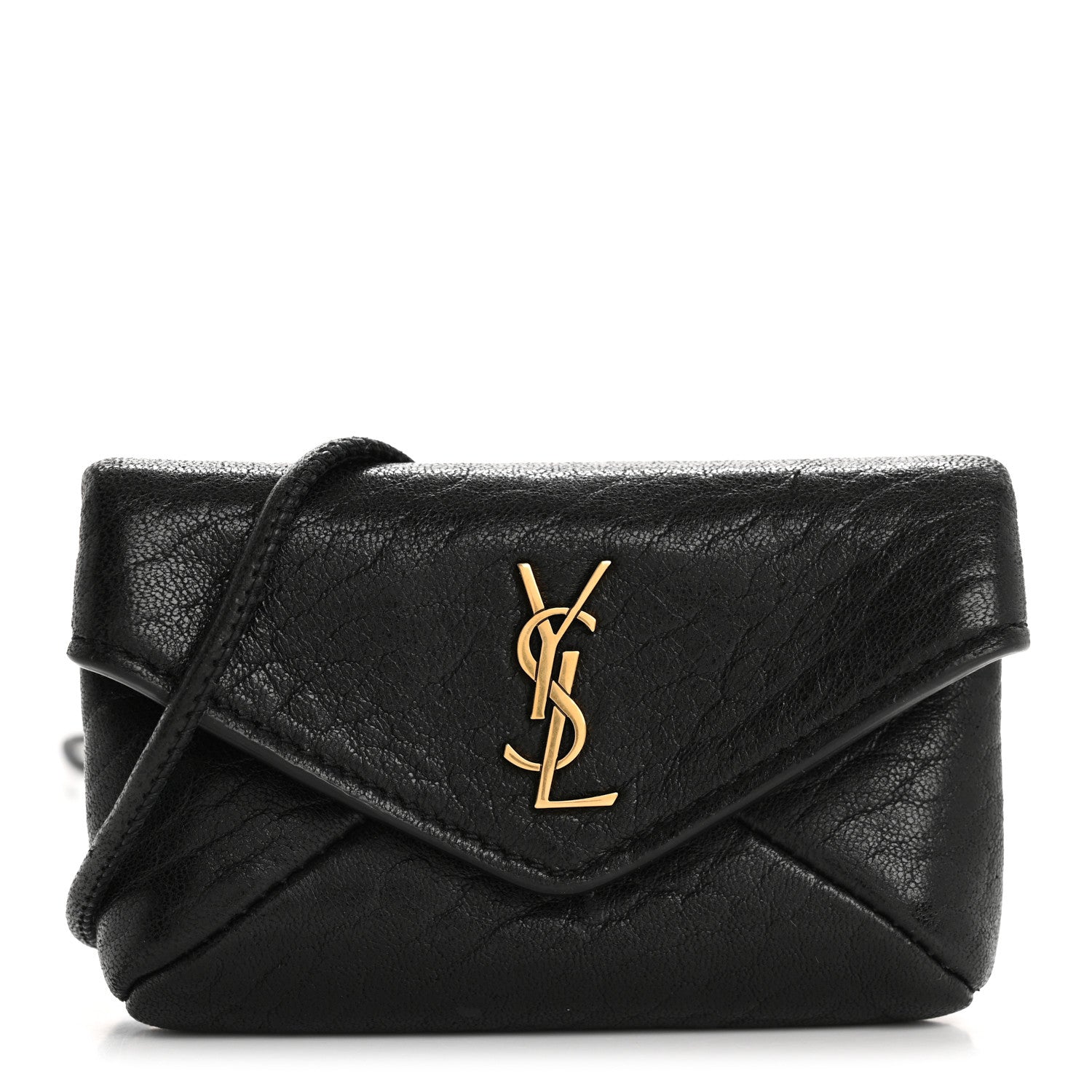 Saint Laurent Grained Lambskin Monogram Cassandre Envelope Charm Pouch Black 8 of 11
