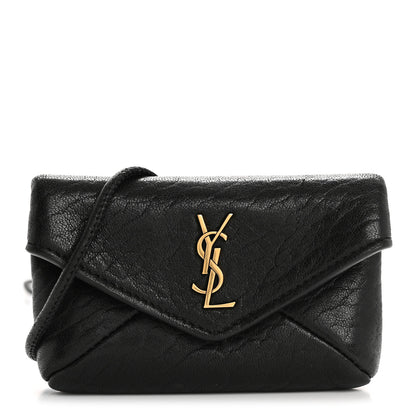 Saint Laurent Grained Lambskin Monogram Cassandre Envelope Charm Pouch Black 8 of 11