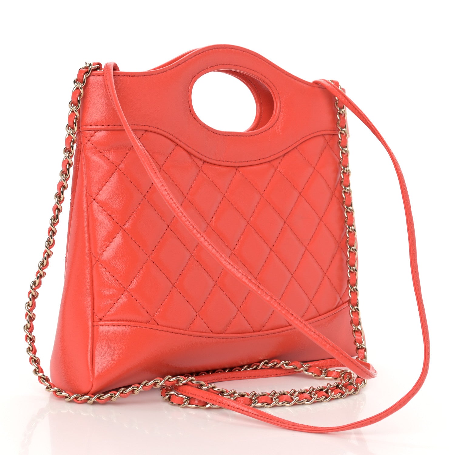 Chanel Shiny Lambskin Quilted Mini 31 Shopping Bag Orange 3 of 11