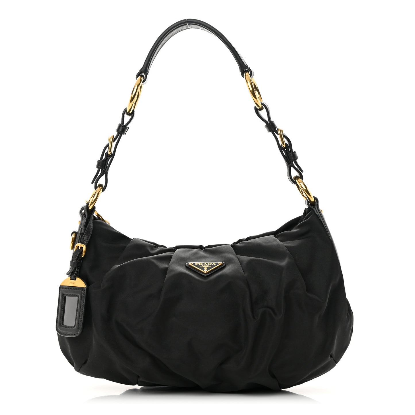 Tessuto Nylon Pleated Shoulder Bag Black