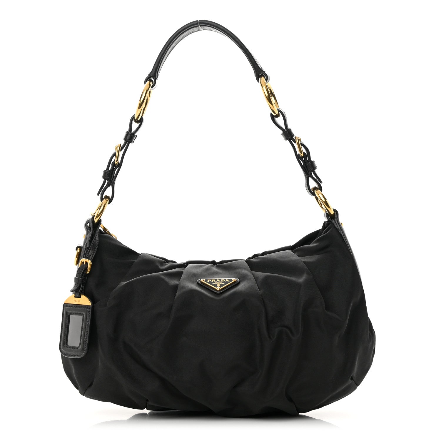 Prada Tessuto Nylon Pleated Shoulder Bag Black 1 of 17