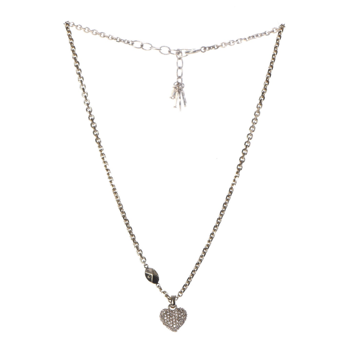 Metal Crystal Logo Heart Pendant Necklace Gold