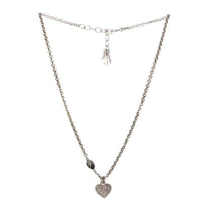Christian Dior Metal Crystal Logo Heart Pendant Necklace Gold 3 of 6