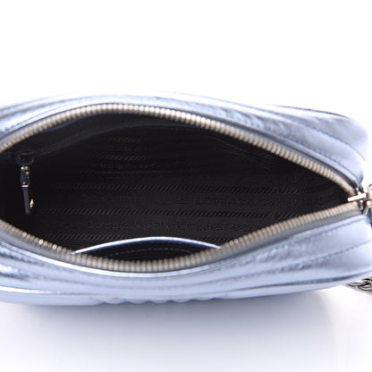Prada Metallic Nappa Impunture Diagramme Crossbody Pervinca Mordore 4 of 7