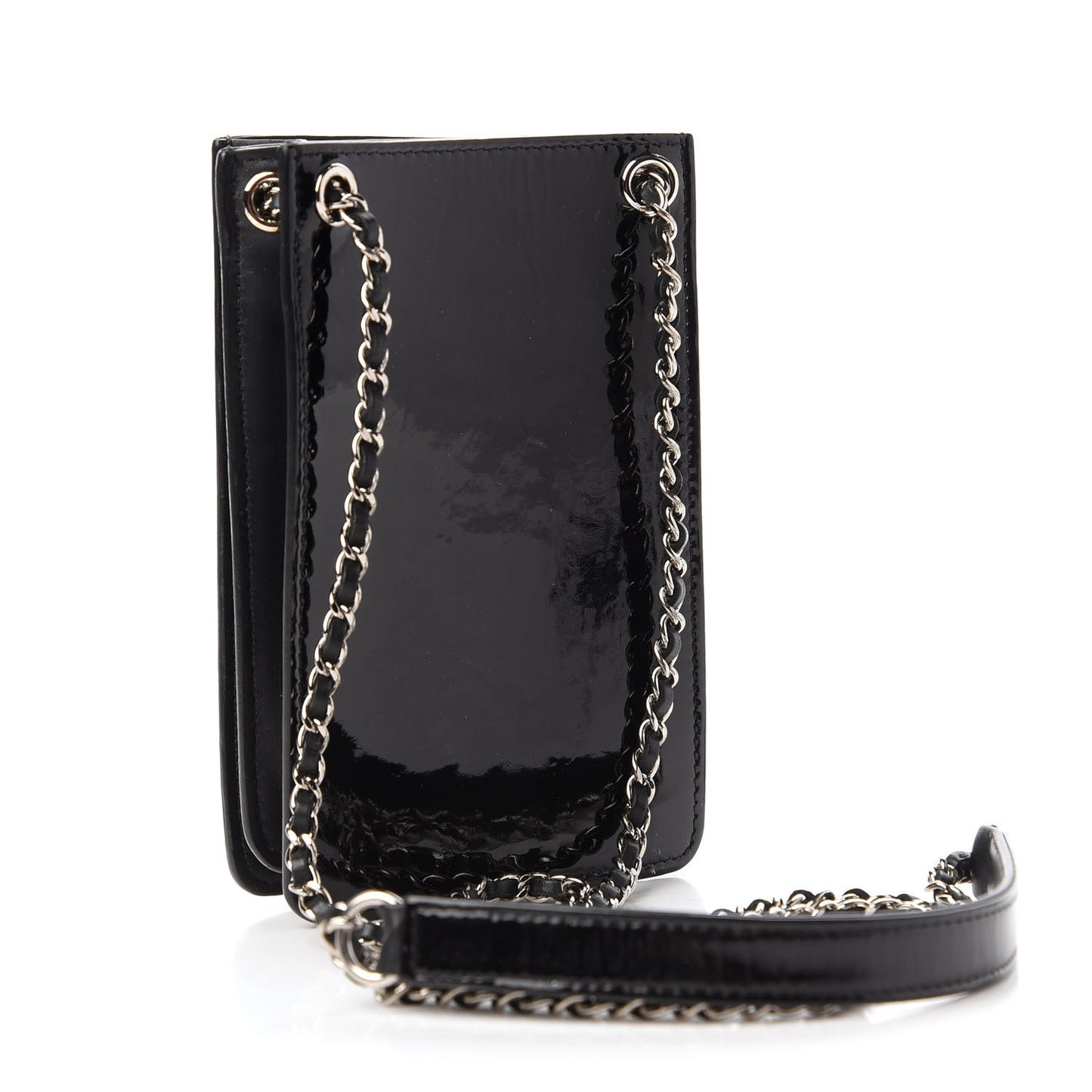 Patent CC Phone Holder Crossbody Black