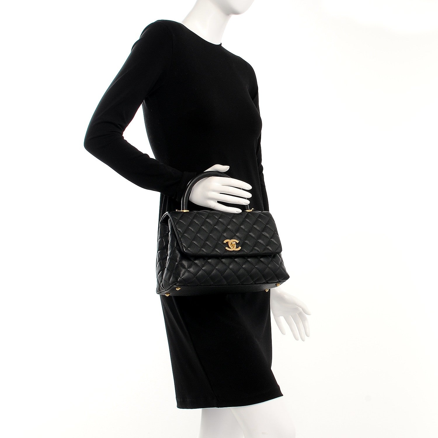 Chanel Caviar Quilted Small Coco Handle Flap Black 3 of 9