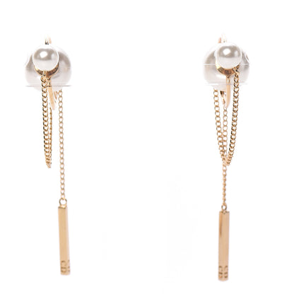 Christian Dior Pearl Tribales Dangle Chain Earrings Gold 1 of 6