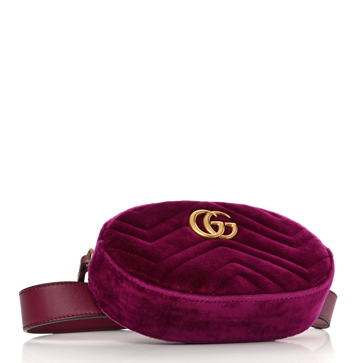 Gucci Velvet Matelasse GG Marmont Belt Bag 85 34 Fuchsia Violet Cyclamen 4 of 13