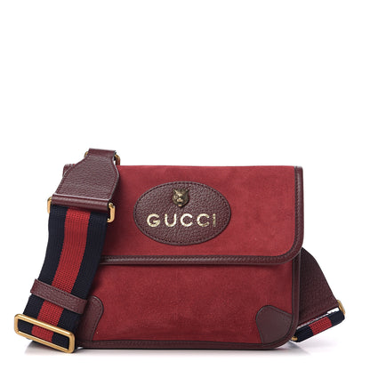 Gucci Suede Neo Vintage Web Small Messenger Bag Red 1 of 9