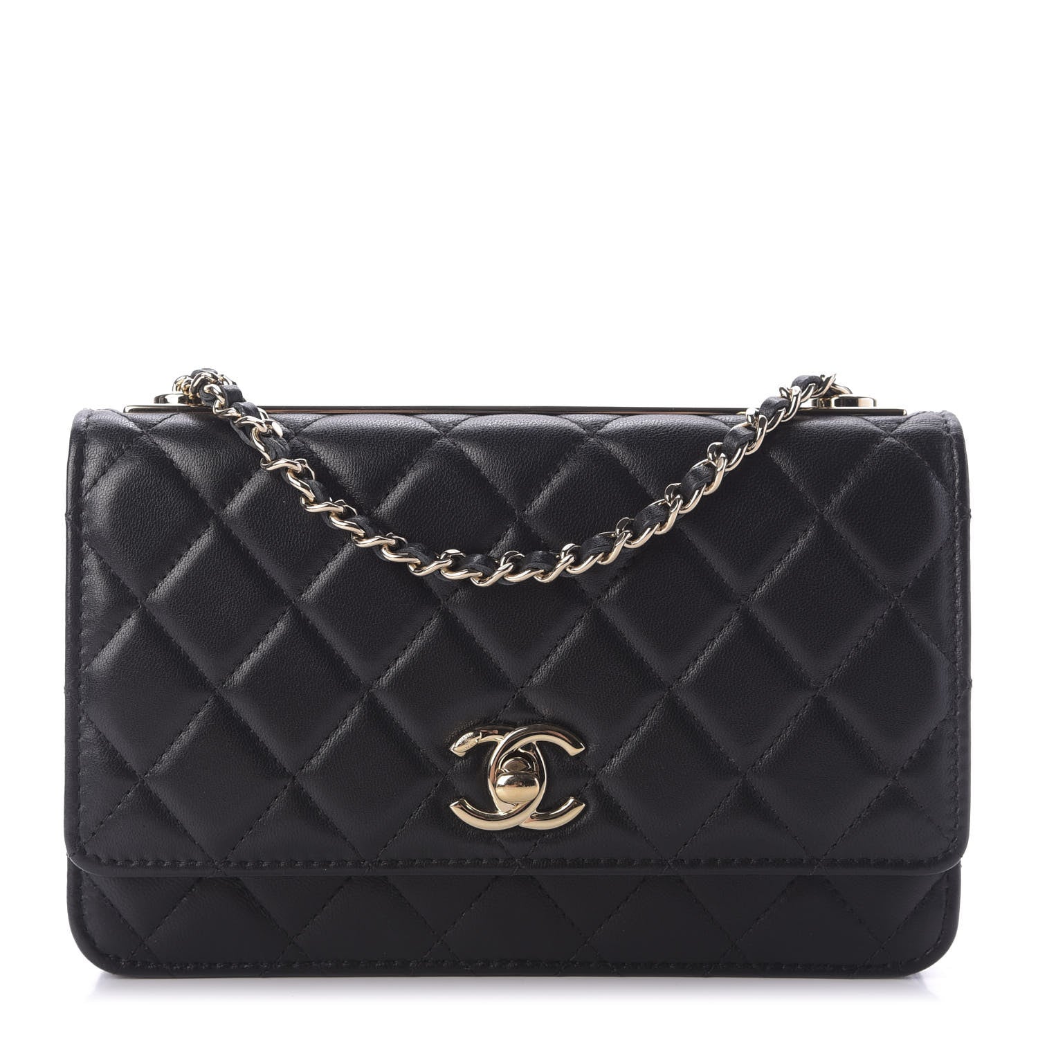 Chanel Lambskin Quilted Trendy CC Wallet On Chain WOC Black 1 of 10