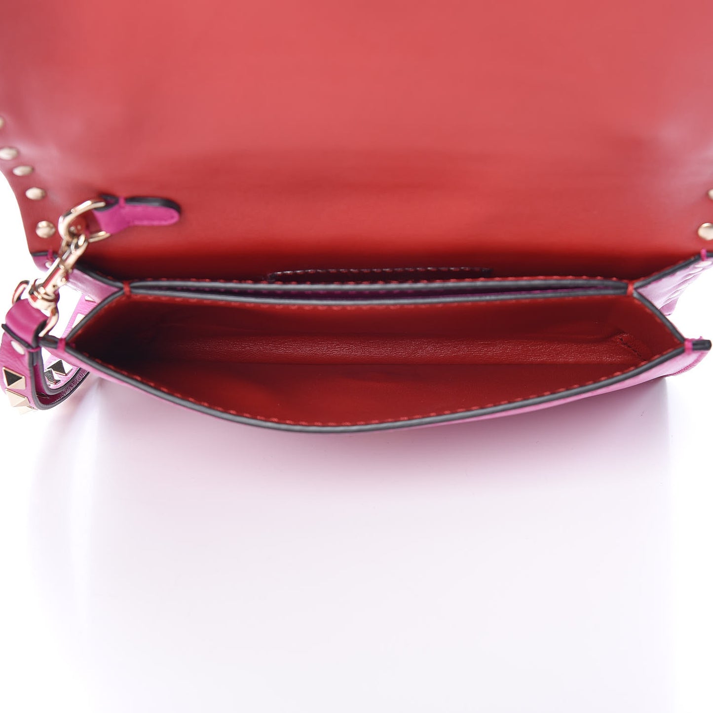 Nappa Small Rockstud Wristlet Clutch Fuxia