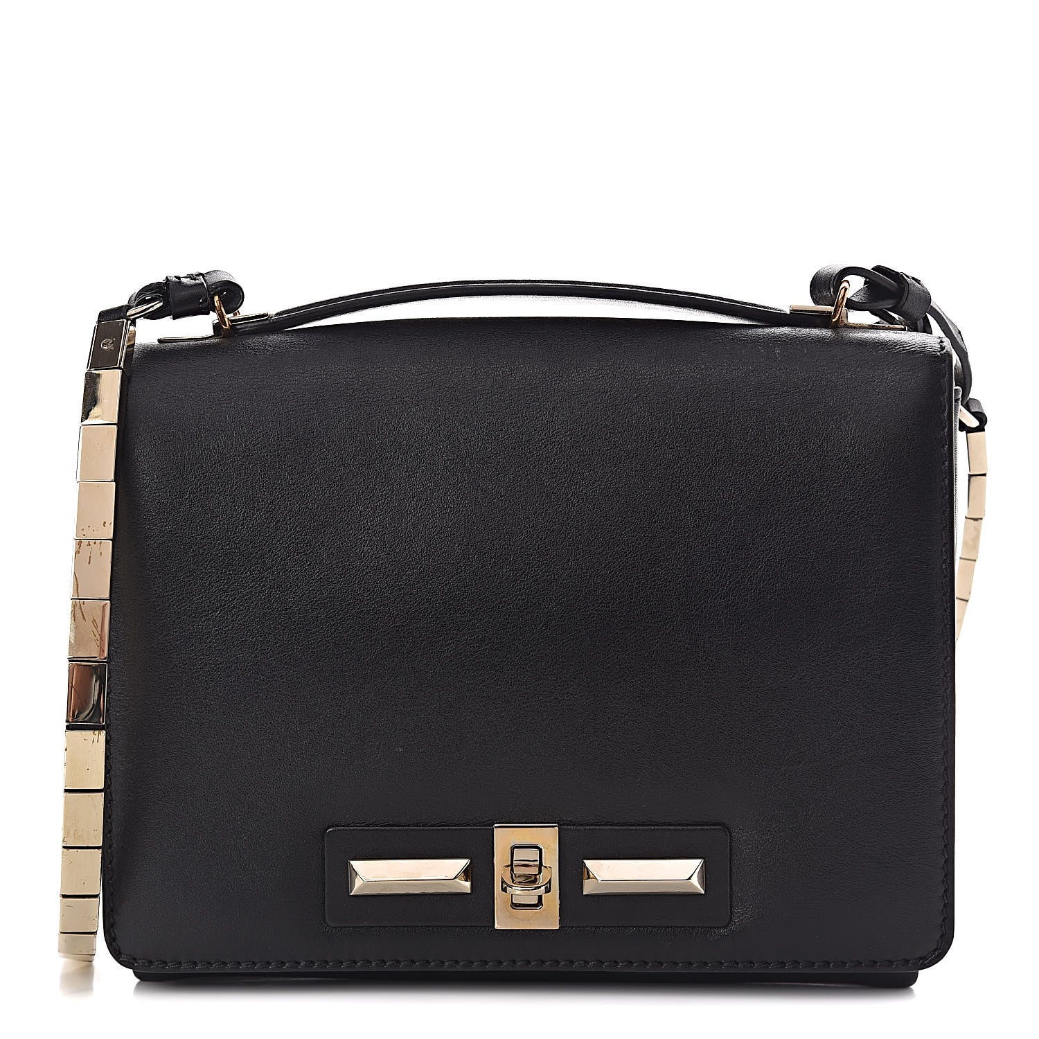 Valentino Garavani Vitello Flap Accordion Shoulder Flap Black 1 of 25