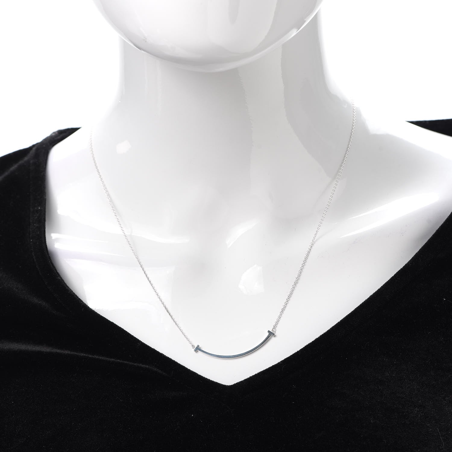 Tiffany Sterling Silver Small T Smile Pendant Necklace 2 of 5