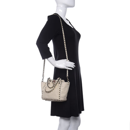Valentino Garavani Vitello Mini Rockstud Tote Ivory 2 of 9
