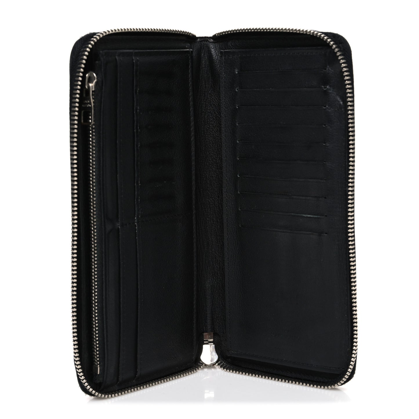 Taurillon Vertical Zippy Wallet Black