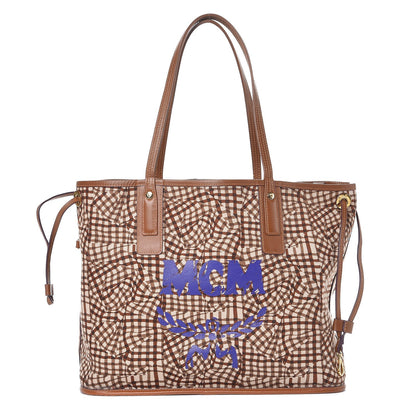 MCM Visetos Medium Liz Reversible Shopper Tote Cognac 4 of 15